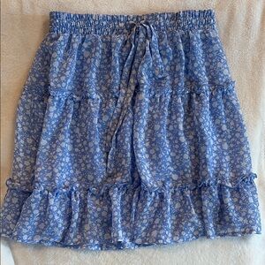 Sienna Sky Blue Smocked Bubble Mini Skirt